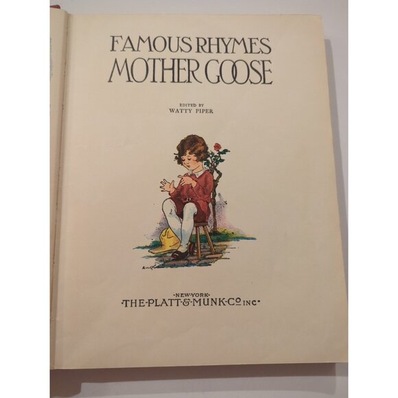 Watty Piper FAMOUS RHYMES MOTHER GOOSE HC Platt And Munk Co 1933 Bit Rough - Picture 3 of 11